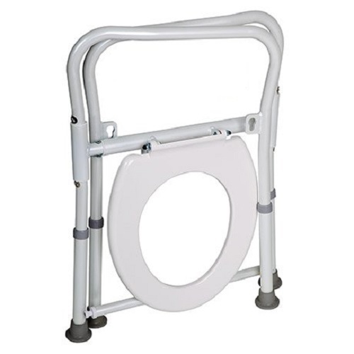 Commode Folding Over Toilet Seat Chair Frame Adjustable Height Powder